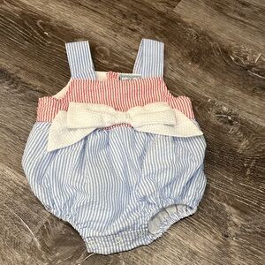 Girls red white blue romper